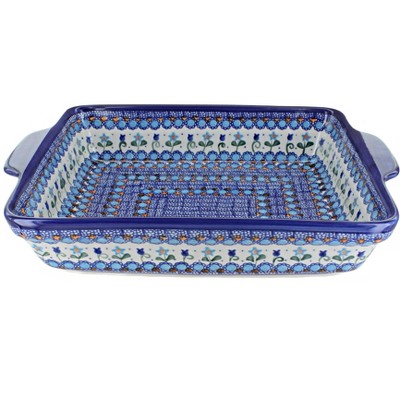 Blue Rose Polish Pottery 148 Vena Baker with Handles