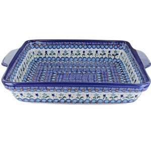 Blue Rose Polish Pottery 148 Vena Baker with Handles - 1 of 1