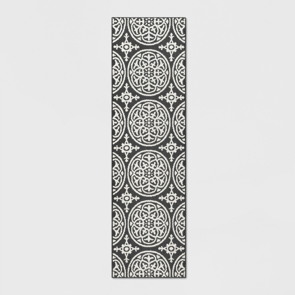  Runner Medallion Washable Tufted And Hooked Rug Gray