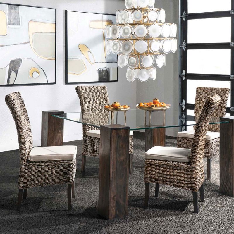 StyleCraft Regan Modern Dining Chair with Linen Cushion and Natural Finish on Woven Banana Leaf and Hardwood Frame for Dining Room and Sitting Lounge, 5 of 6