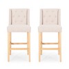 31" Fabric Wingback Counter Stools Set of 2 with Button-Tufted Back, Nailhead Accents, and Rubberwood Frame for Kitchen Island - 2 of 4