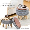 ChicFurnit Ottomans and Benches Round Ottoman Footstool Handwoven Ottoman Floor Step Stool for Living Room, Gray, 13.39"*13.39"*7.09" - 3 of 4