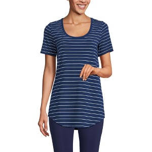 Lands' End Women's Short Sleeve Power Performance Scoop Neck Curved Hem Tunic Tee - 1 of 4