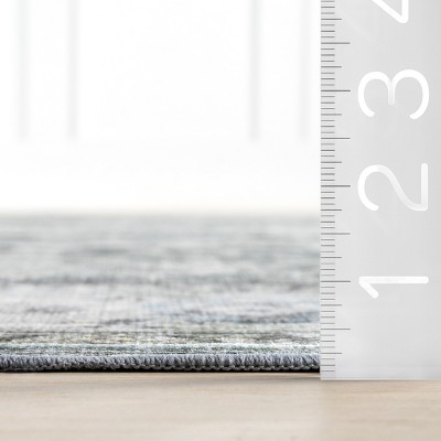 Kaiana Blue Medallion Washable Synthetic 4' x 6' Rug