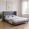 HomeRoots Gray Tufted Upholstered Queen Bed Frame With LED Lighting And USB - 2 of 4