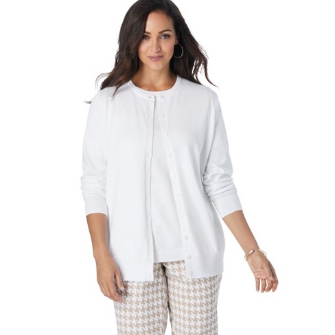 Jessica London Women's Plus Size Fine Gauge Cardigan - 12, White : Target