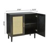 Homy Casa Storage Cabinet with Rattan Doors and Wooden Legs, Black - 3 of 4