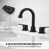 WOWOW 8 in. Widespread Double Handle Bathroom Sink Faucet in Brushed Nickel - 3 of 4