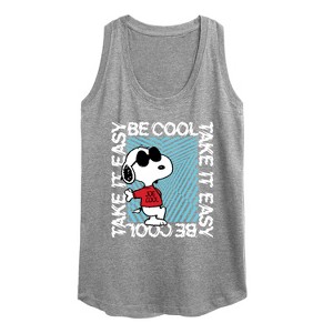 Women's - Peanuts - Be Cool, Take It Easy Snoopy Graphic Racerback Tank - 1 of 4