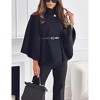 Women's Cape Coat Stand Collar Fall Winter Jacket with One Button Closure Elegant Outerwear - 4 of 4