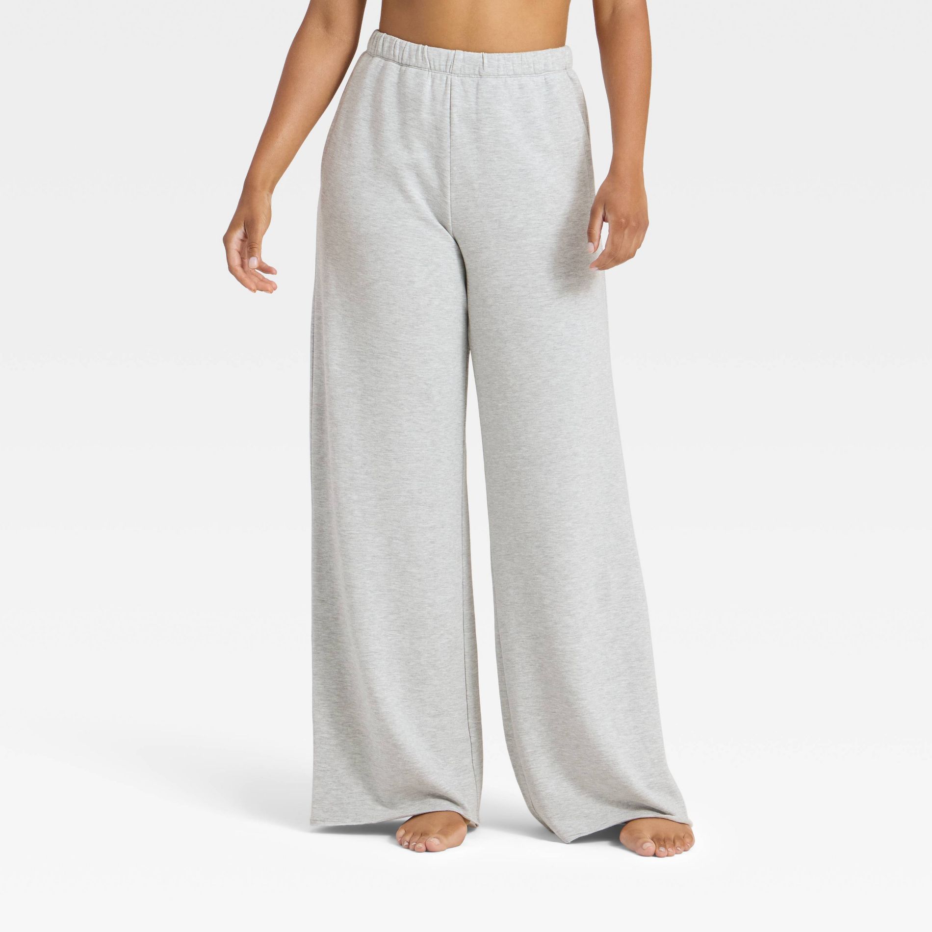 Women's PeachySoft French Terry Fleece Wide Leg Lounge Pants - Wild Fable™ Gray M
