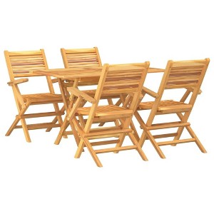 vidaXL Patio Dining Set Outdoor Table and Chair Furniture Solid Wood Teak - 1 of 4
