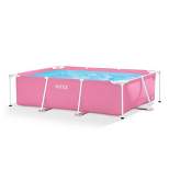 Intex 28266EH 7 Foot x 4 Foot x 24 Inch Rectangular Metal Frame Above Ground Outdoor Backyard Swimming Pool, 439 Gallons of Water, Pink