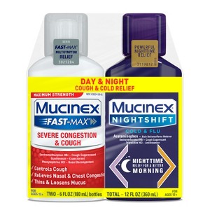 Mucinex Max Strength Congestion, Cough, Cold & Flu Medicine - Day & Night - Liquid - 6 fl oz/2ct - 1 of 4