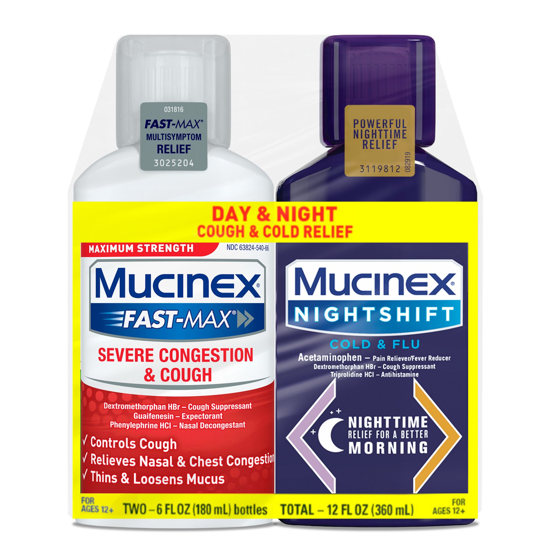 Mucinex Max Strength Congestion, Cough, Cold & Flu Medicine - Day & Night - Liquid - 6 fl oz/2ct