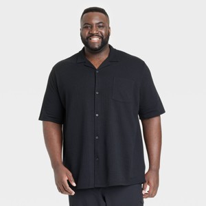Men's Short Sleeve V-Neck Button-Down Shirt - Goodfellow & Co™ - 1 of 3