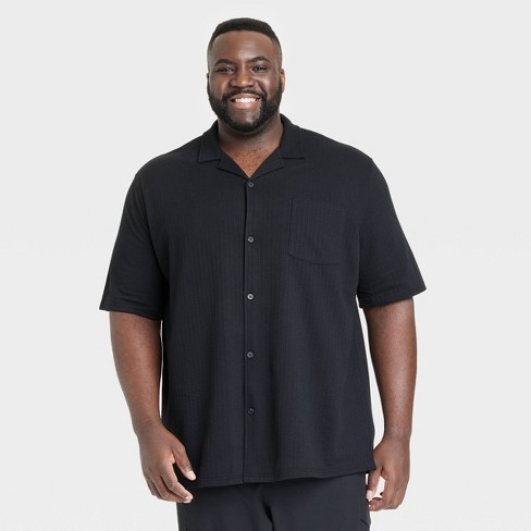 Men's Big & Tall Short Sleeve V-neck Button-down Shirt