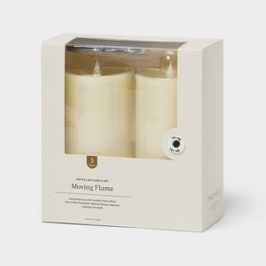 2pk 3" x 6" LED Candles Cream - Threshold™: Paraffin Wax, Traditional Decor, Pillar Style - 1 of 3