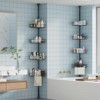 Corner Shower Caddy Tension Pole, 76"-110" Adjustable Bathroom Organizer Shelves, 4-Tier Bathroom Shelves with Built-In Towel Bars - 2 of 4
