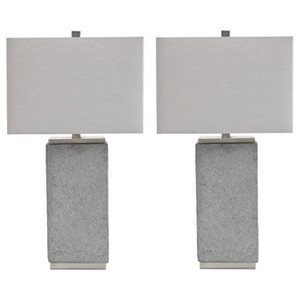 Set of 2 Amergin Grain Poly Table Lamps - Signature Design by Ashley: Contemporary Lighting, UL Listed - 1 of 4