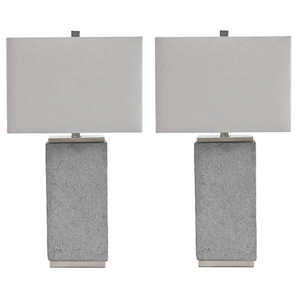 Photos - Floodlight / Street Light Set of 2 Amergin Grain Poly Table Lamps - Signature Design by Ashley