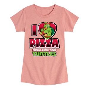 Girls' - Teenage Mutant Ninja Turtles - I Love Pizza Fitted Short Sleeve Graphic T-Shirt - 1 of 4