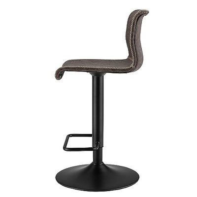 Jayden Vintage Coffee Brown & Frosted Black Adjustable Swivel Barstool