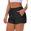 FIONECA Women's Running Shorts with Liner 3 Zipper Pockets Elastic Workout Athletic Gym Yoga Shorts - 2 of 4