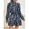 Women's Graphic Print Lantern Sleeve Button Shirt Dress Ruffle Hem Short Dress - 2 of 4