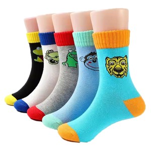 SEVOBAL 5 Pairs Normal Socks Gift for Boy Kid Toddler Summer Sock Cotton Crew Socks Plush Sleeping Slipper Sock Soft, Multicolored, 8.58"*0.39"*0.39" - 1 of 4