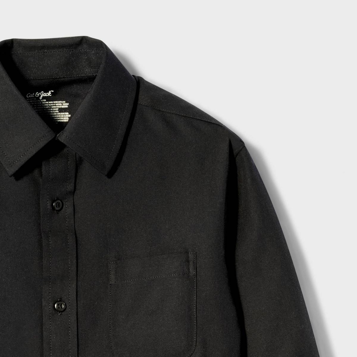 Boys' Long Sleeve Button-Down Dress Shirt - Cat & Jack™ Black - thumbnail 4