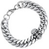Steeltime Men's stainless steel thick cuban link chain bracelet with skull charm - 2 of 4