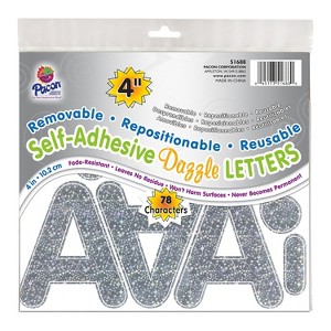 Pacon 4" Self-Adhesive Puffy Font Letters Silver Dazzle 78 Characters (PAC51688) - 1 of 1
