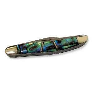 Lehman's Grandpa's Small Dress Knife Blue Green Abalone Stainless Steel Blade 2 1/8" - 1 of 3
