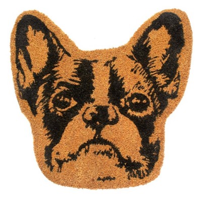 Raj 1'6" x 1'6" Tufted Terrier Head Coir Doormat Natural/Black