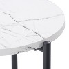 Ayla Marbled Effect Two Tiered End TableWhite - CorLiving: Glam Mid-Century, Fixed Shelf, Metal Frame - 2 of 4