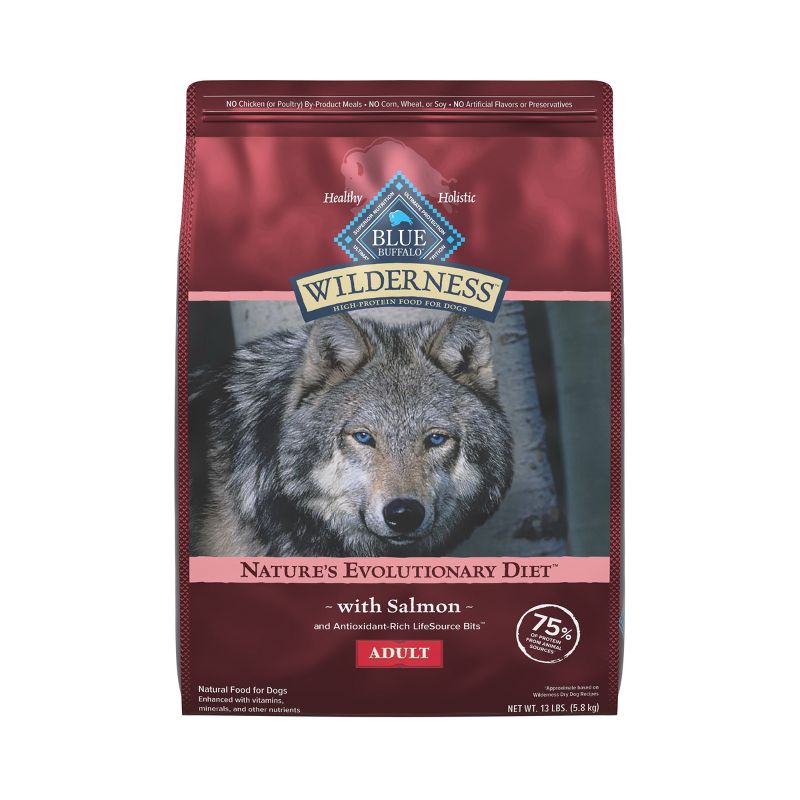 Blue Buffalo Wilderness High Protein Natural Adult Dry Dog Food plus Wholesome Grains with Salmon - 13lbs, 1 of 12