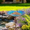31.1" Tall Glass Bird Bath Flower Bird Feeder with Metal Stake Bird Feeder & Water Dish for Outdoor Garden Patio Decor - 4 of 4