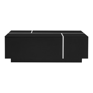 Lirago 47" Black U-Can Extendable Coffee Table  Smooth Finish 2 Hidden Storage Spaces 2 Drawers Multi Functional for Living Room - 1 of 4