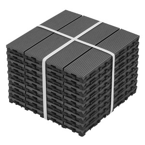 Chic Crate 9Pcs 12" Wood-Plastic Composite Interlocking Deck Tiles - Gray Waterproof All Weather - 1 of 4