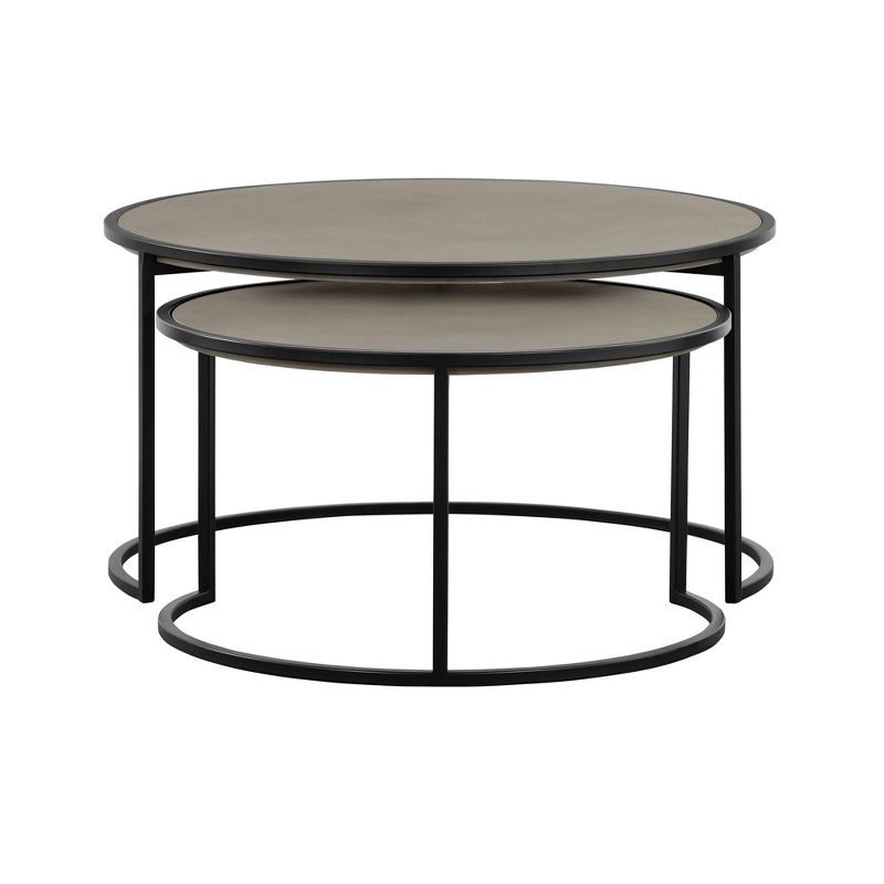 Set of 2 Rina Concrete/Metal Nesting Coffee Table Gray/Black - Armen Living, 4 of 9