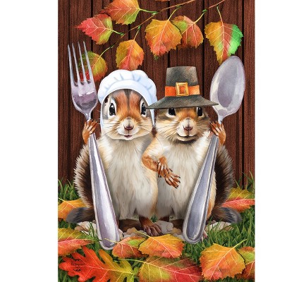 Briarwood Lane Thanksgiving House Flag 40x28 For Outdoor Thankful Chipmunks For Thanksgiving House Flag