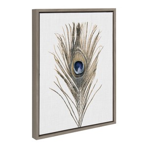 Kate and Laurel Sylvie Peacock Feather Framed Canvas by Simon Te of Tai Prints - 1 of 4