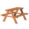 Gardenised Wooden Kids Outdoor Picnic Table for Garden and Backyard, Stained - 2 of 4