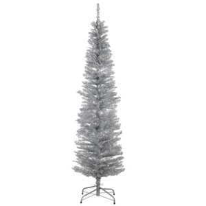 National Tree Company Artificial Christmas Tree, Silver Tinsel, Includes Stand, 6 feet - 1 of 4
