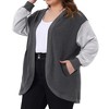 Agnes Orinda Women's Plus Size Hooded Open Front Color Block Long Sleeve Casual Jacket with Pockets - 2 of 4