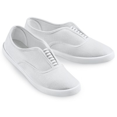 Collections Etc Striped Slip-on Sneakers Wide