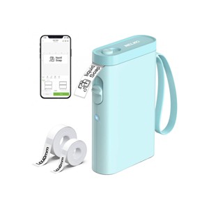 Nelko P21 Bluetooth Label Printer Sky Blue with 14x40mm 100pc Roll and 14x40mm 180pc Roll - 1 of 4