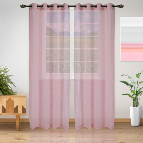 Delicate Dot Sheer Grommet Curtain, Pink Sheer Grommet Curtains