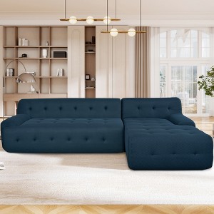 107" Grid Fabric Upholstery Large L-Shaped Modular Sectional Sofa, Free Combinations, No Assembly Required - 1 of 4